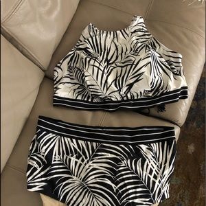 Super cute bamboo leaf print tankini